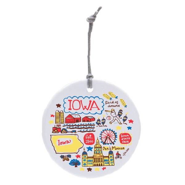 Julia Gash State of Iowa Ceramic Circle Ornament